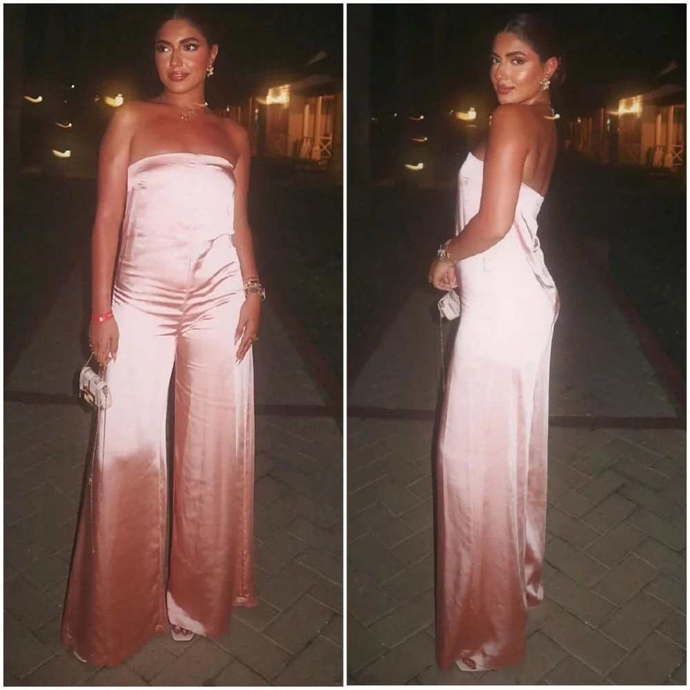 Zara * Satin Long Wide Jumpsuit Pink Size XS and S